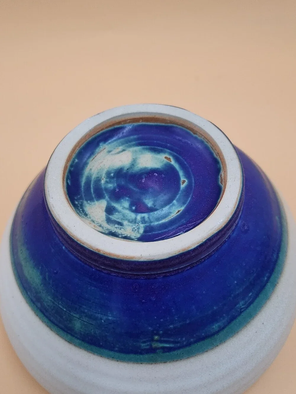 Artisan Japanese Style Tea Bowl Ceramic in Ombre Blues and Neutral colors